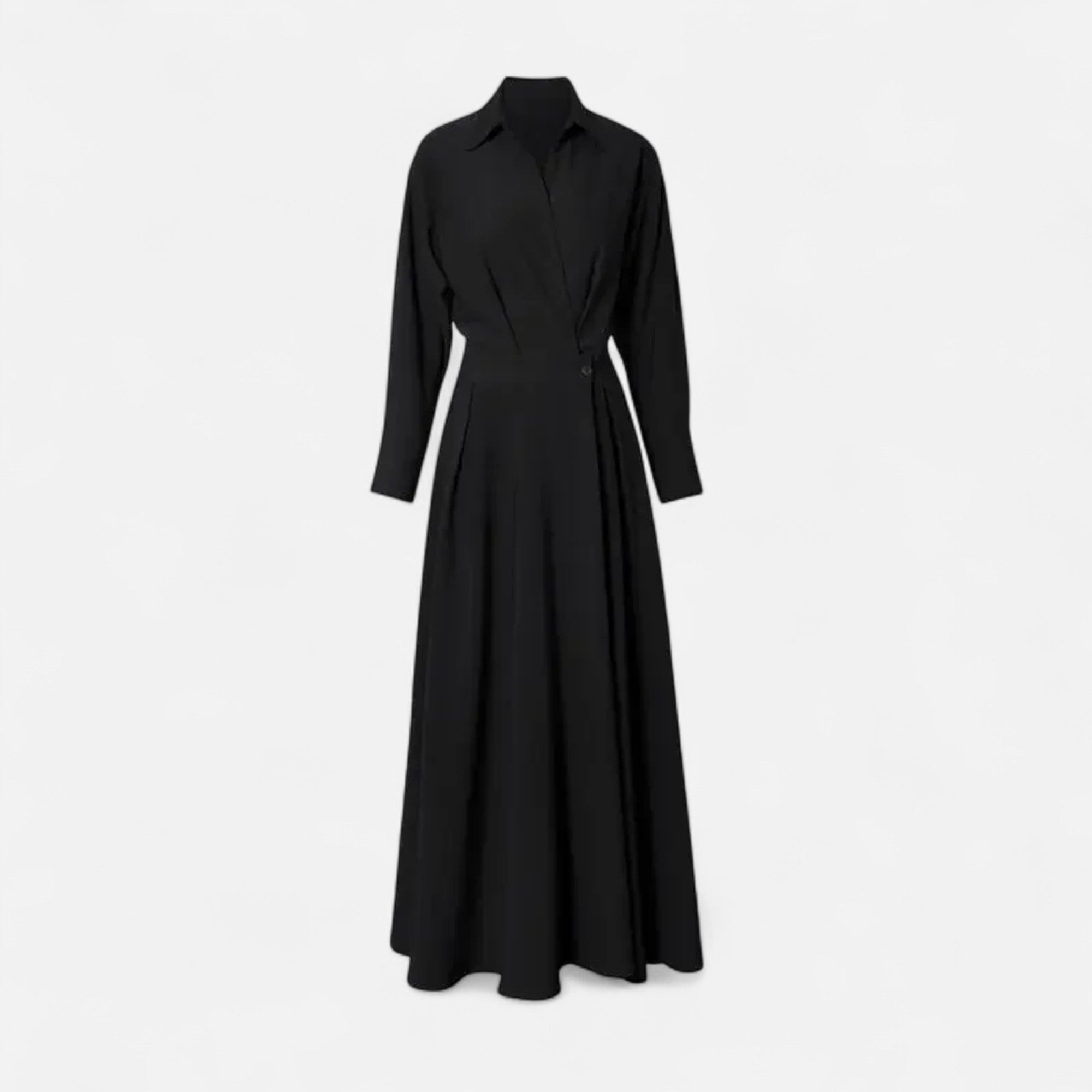 Aveline - Women's Cotton-Blend Long Shirt-Dress with Polo Collar, Knee-Length 0