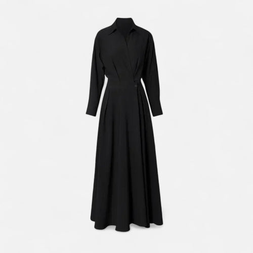 Aveline - Women's Cotton-Blend Long Shirt-Dress with Polo Collar, Knee-Length 0