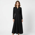 Aveline - Women's Cotton-Blend Long Shirt-Dress with Polo Collar, Knee-Length 5