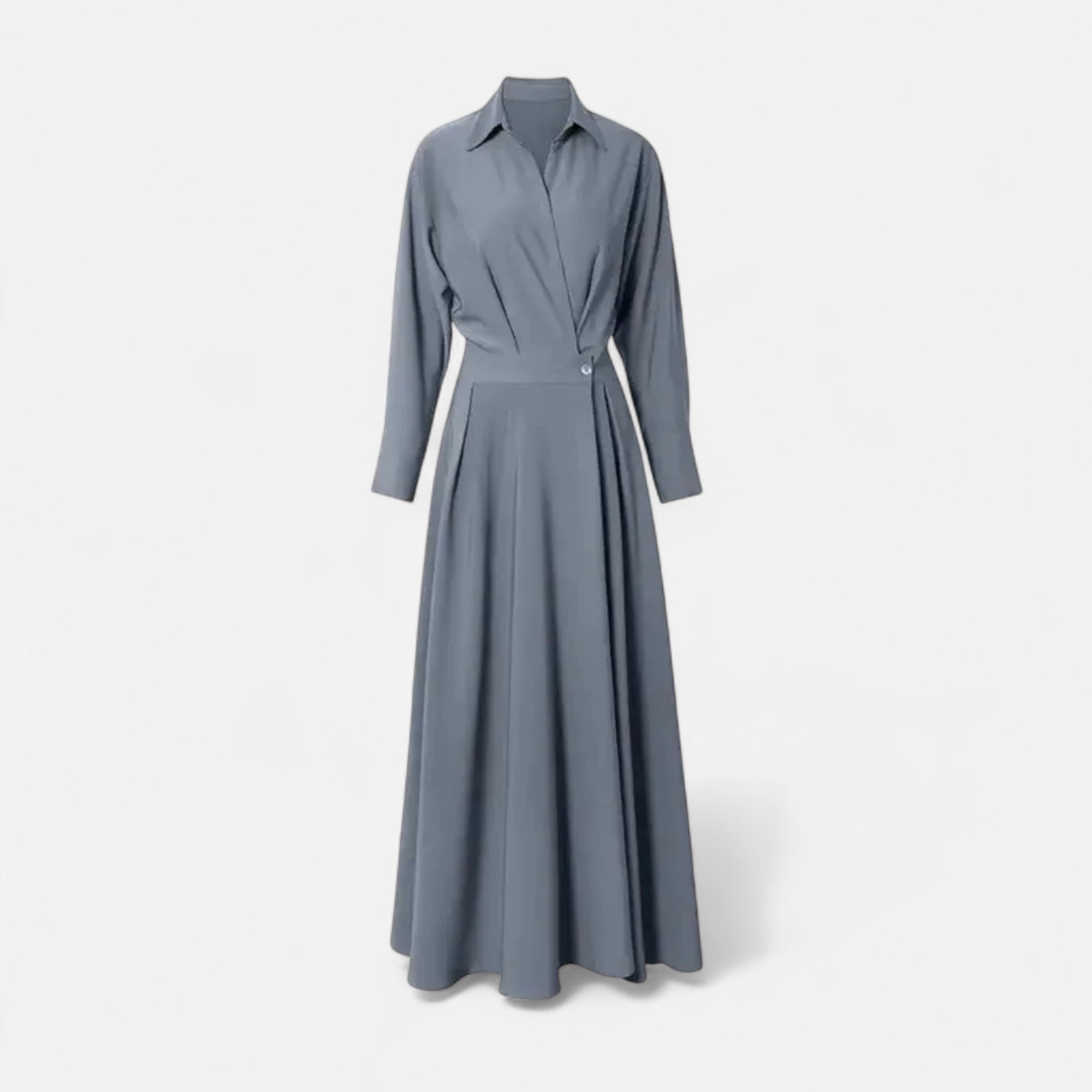 Aveline - Women's Cotton-Blend Long Shirt-Dress with Polo Collar, Knee-Length 7