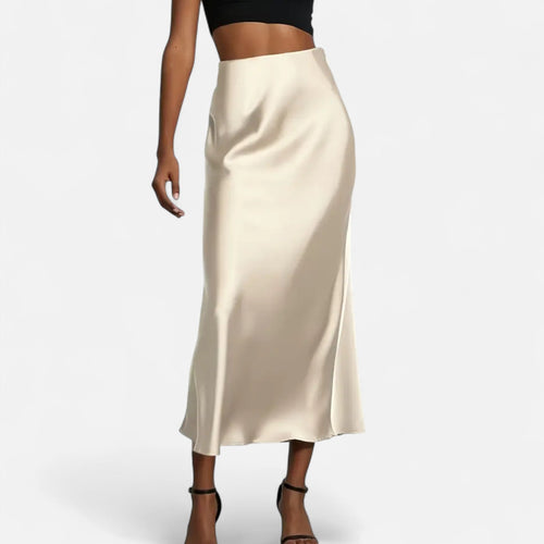 Aveline Women's High-Waist Satin Midi Skirt for Elegant Occasions 0
