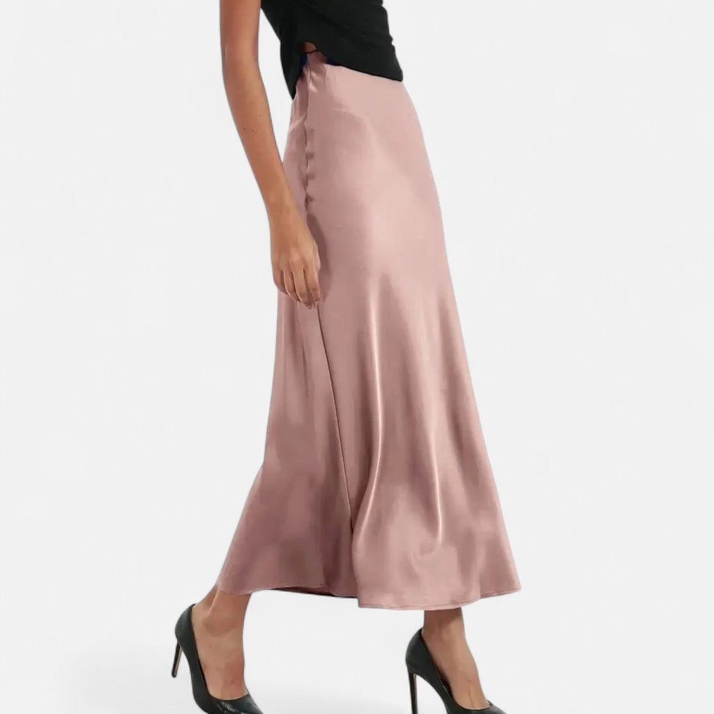 Aveline Women's High-Waist Satin Midi Skirt for Elegant Occasions 8