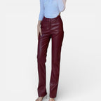 Aveline the Label - Women's Faux Leather Straight-Leg Pants with Zipper Fly 0