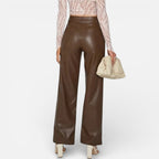Aveline the Label - Women's Faux Leather Straight-Leg Pants with Zipper Fly 4