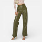 Aveline the Label - Women's Faux Leather Straight-Leg Pants with Zipper Fly 5