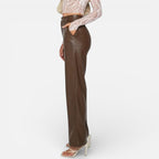 Aveline the Label - Women's Faux Leather Straight-Leg Pants with Zipper Fly 8