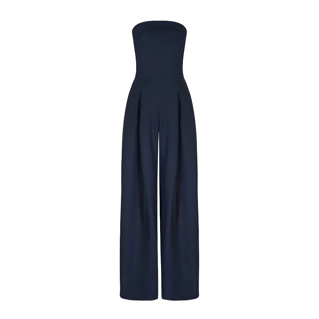 Chic Strapless Black Jumpsuit Women - High Waisted Wide Leg with Pockets 1