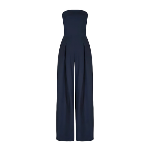 Chic Strapless Black Jumpsuit Women - High Waisted Wide Leg with Pockets 1