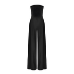 Chic Strapless Black Jumpsuit Women - High Waisted Wide Leg with Pockets 4