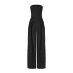 Chic Strapless Black Jumpsuit Women - High Waisted Wide Leg with Pockets 5