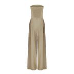 Chic Strapless Black Jumpsuit Women - High Waisted Wide Leg with Pockets 8
