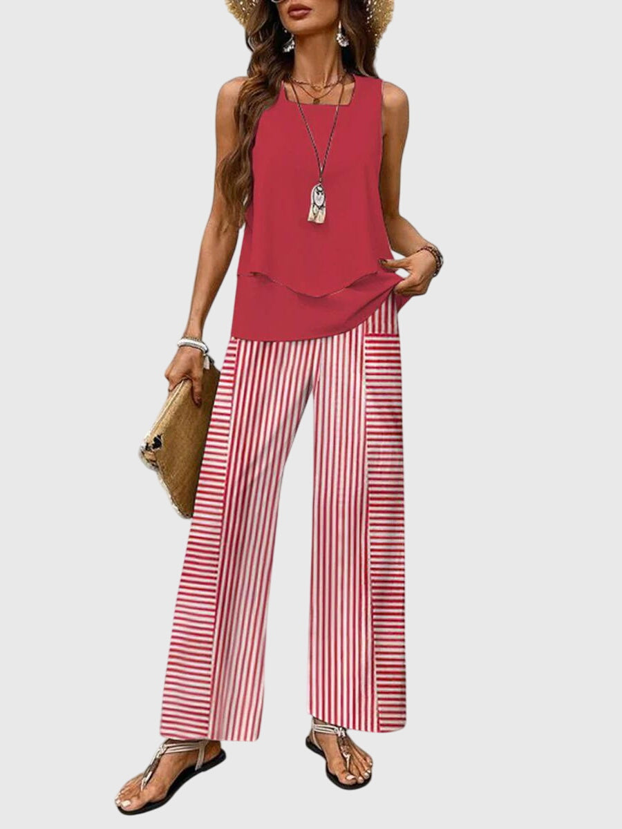 Chic Women's Two Piece Set - Floral Print Wide Leg Co Ord Set for Summer 3