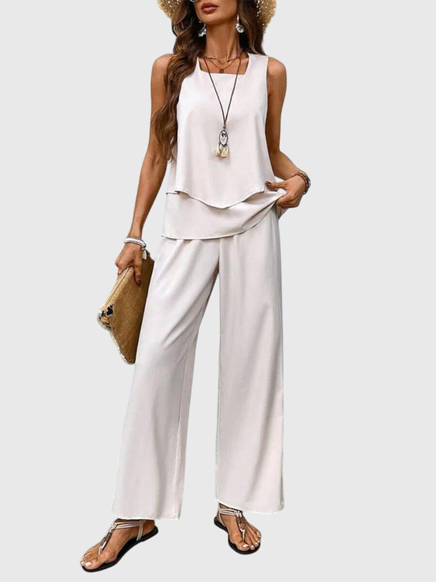 Chic Women's Two Piece Set - Floral Print Wide Leg Co Ord Set for Summer 4