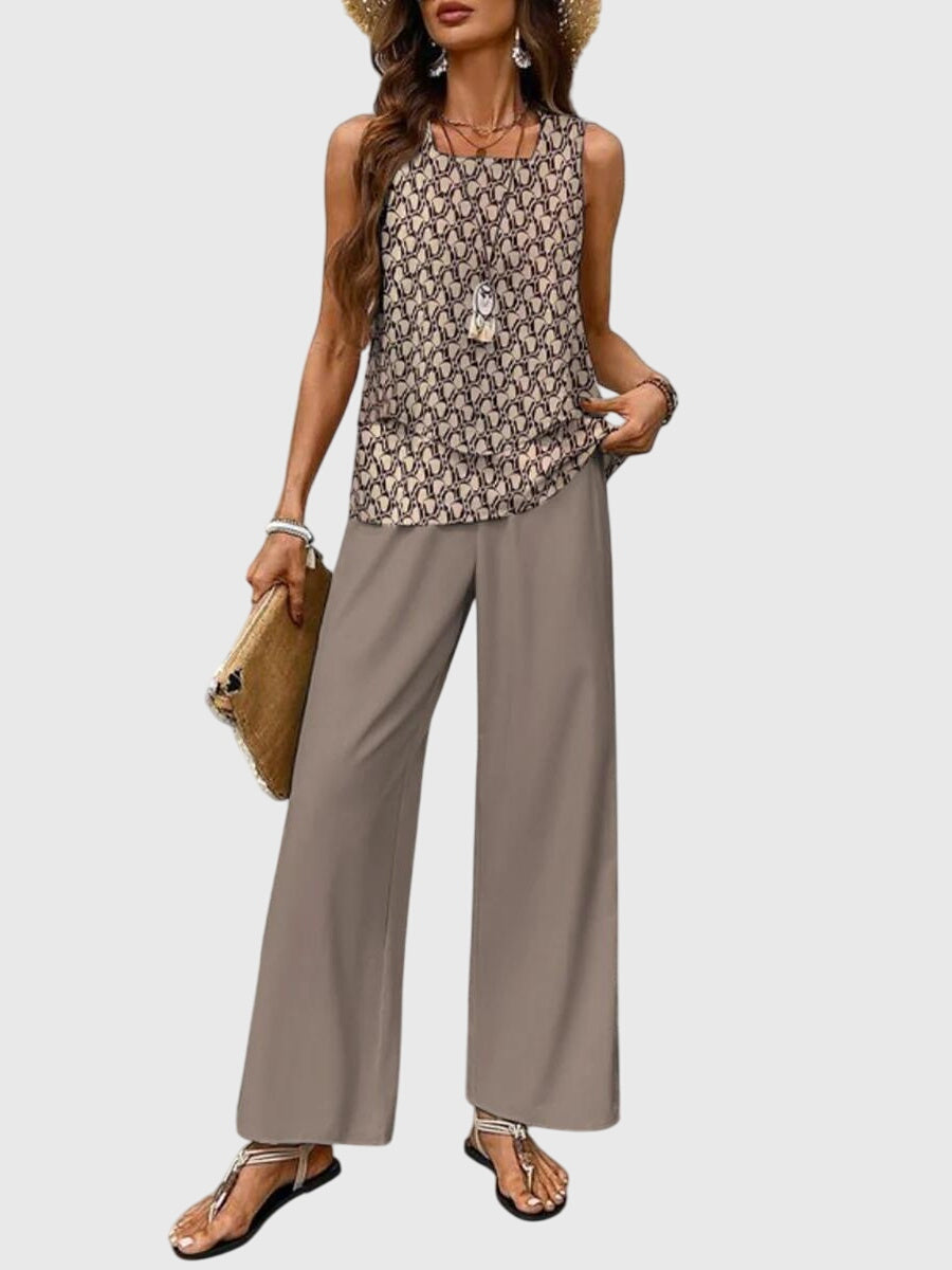 Chic Women's Two Piece Set - Floral Print Wide Leg Co Ord Set for Summer 5