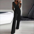 Elegant Black Jumpsuit Women - Long Sleeve Wide Leg Design for Versatile Style 0