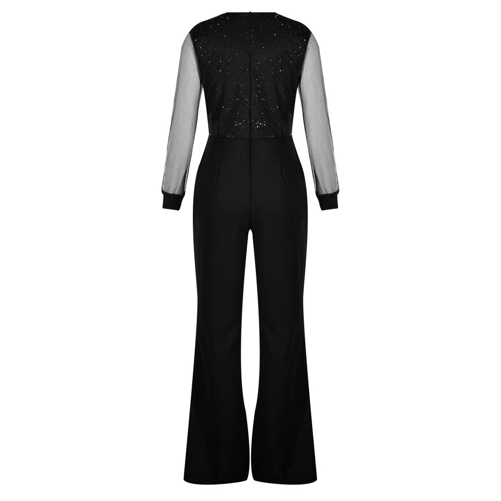 Elegant Black Jumpsuit Women - Long Sleeve Wide Leg Design for Versatile Style 3