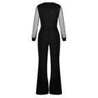 Elegant Black Jumpsuit Women - Long Sleeve Wide Leg Design for Versatile Style 3