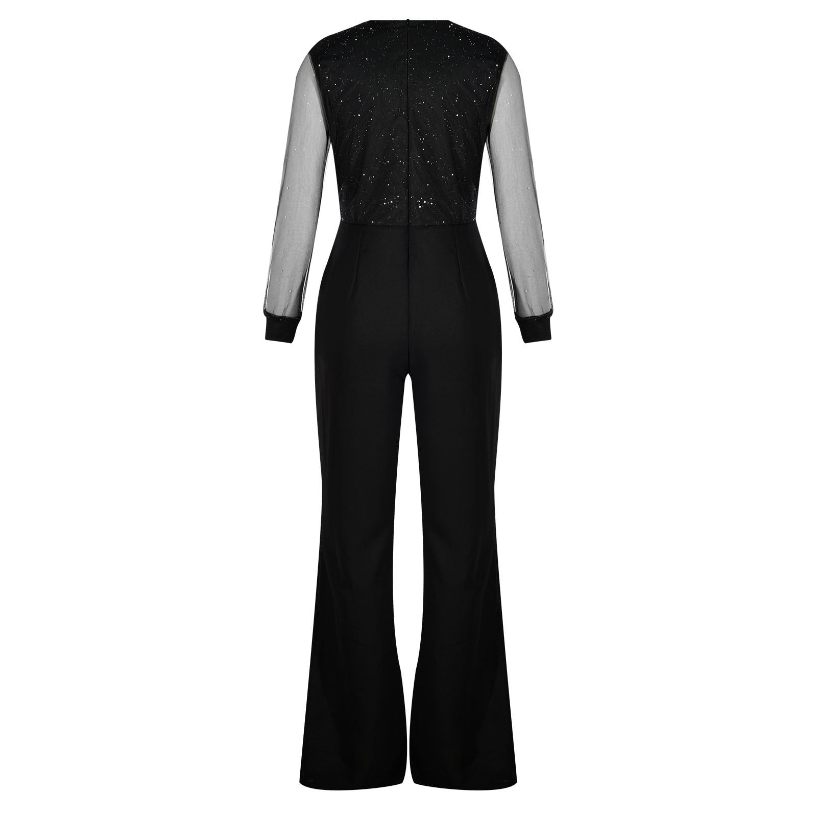 Elegant Black Jumpsuit Women - Long Sleeve Wide Leg Design for Versatile Style 3