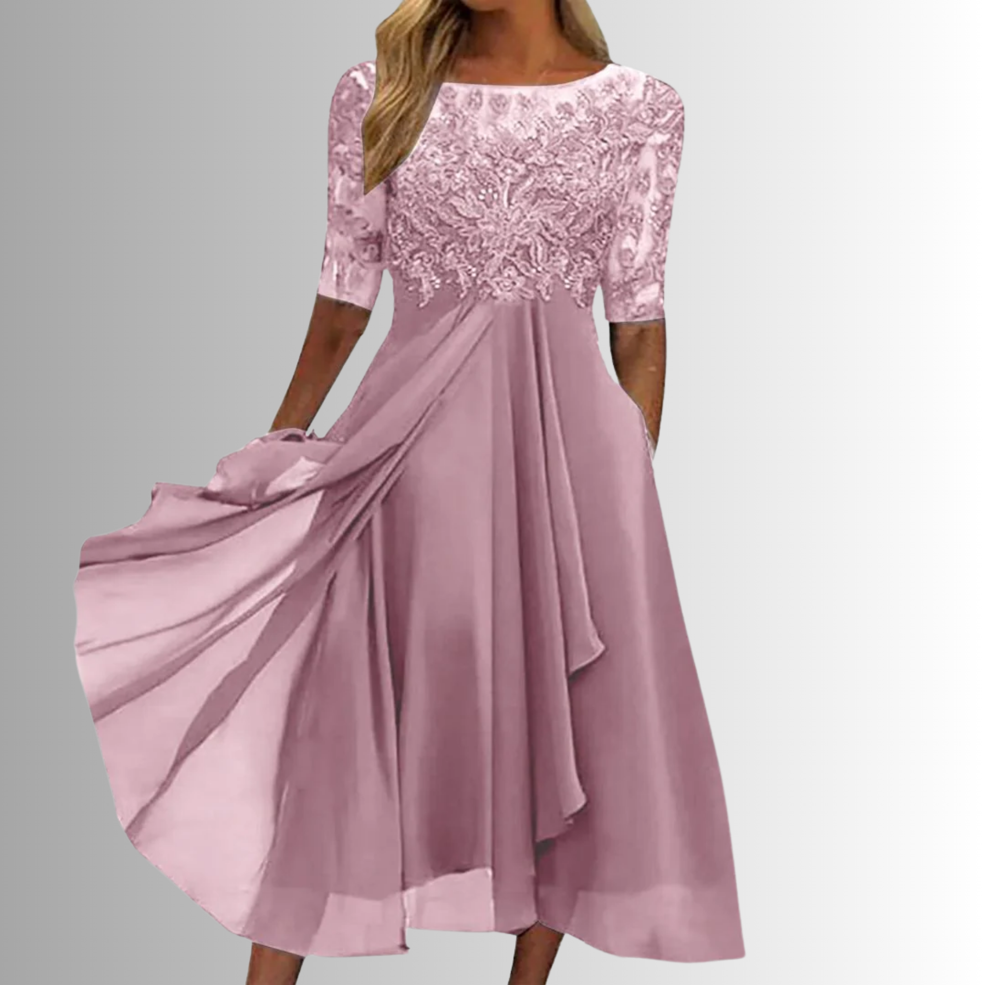 Elegant Lace Women's Dress - Timeless Wedding Guest & Formal Cocktail Attire 1