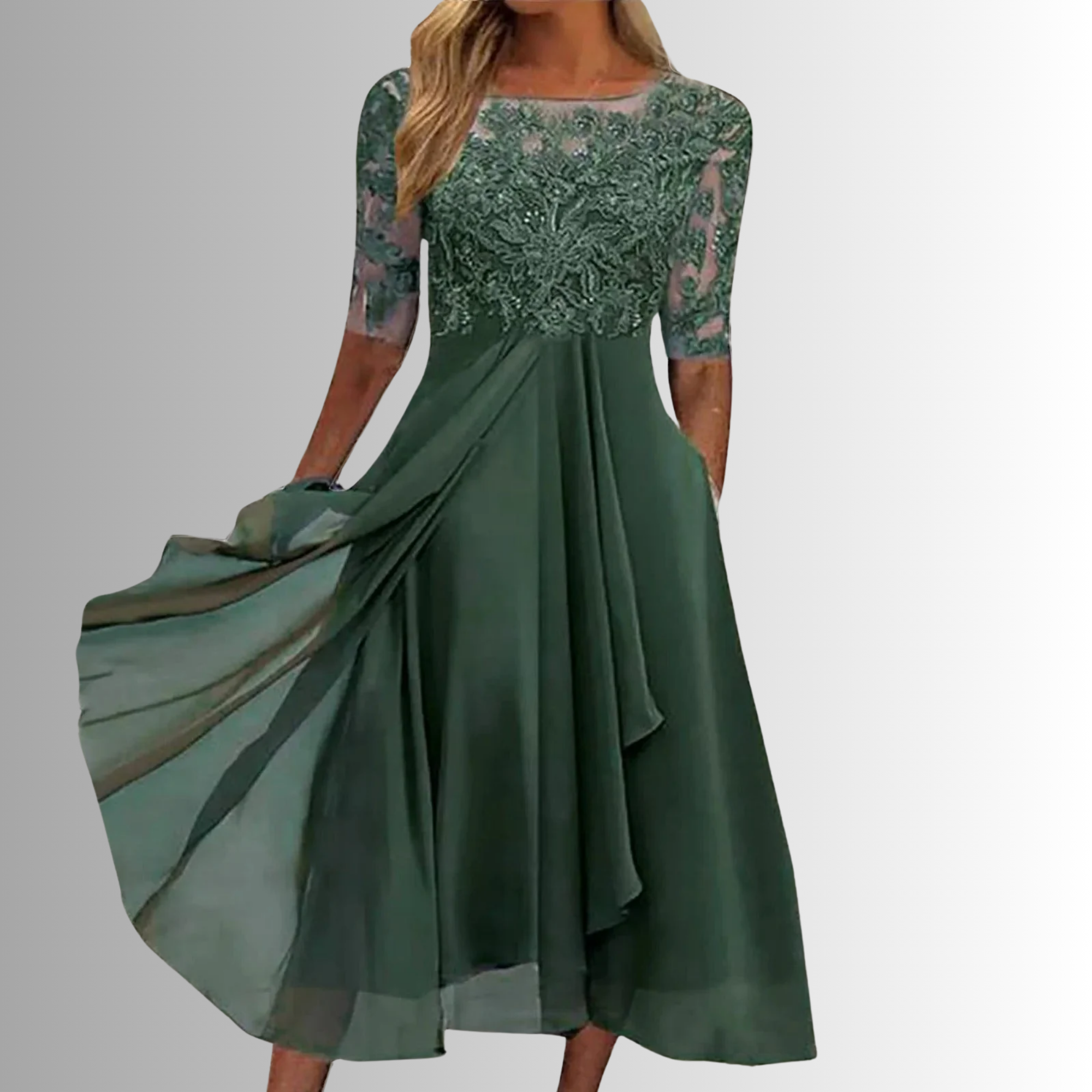 Elegant Lace Women's Dress - Timeless Wedding Guest & Formal Cocktail Attire 3
