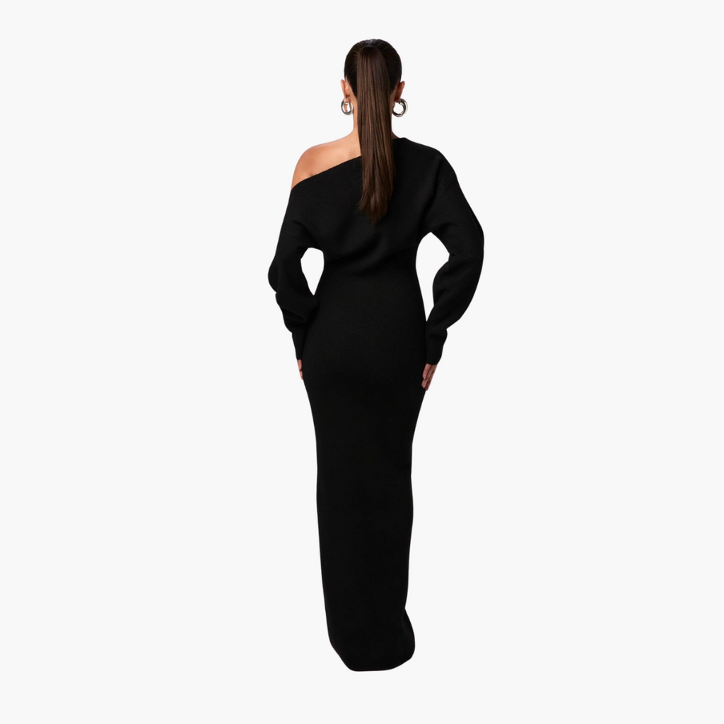 Elegant Off-Shoulder Women's Dress - Flattering Knit Cocktail & Formal Style 1