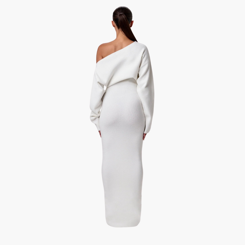 Elegant Off-Shoulder Women's Dress - Flattering Knit Cocktail & Formal Style 3