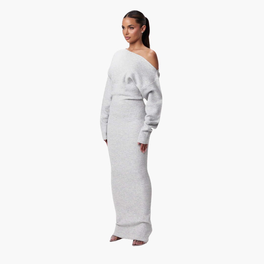 Elegant Off-Shoulder Women's Dress - Flattering Knit Cocktail & Formal Style 4