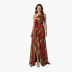 Elegant One Shoulder Maxi Dress for Women - Vibrant Print & Flowing Silhouette 8