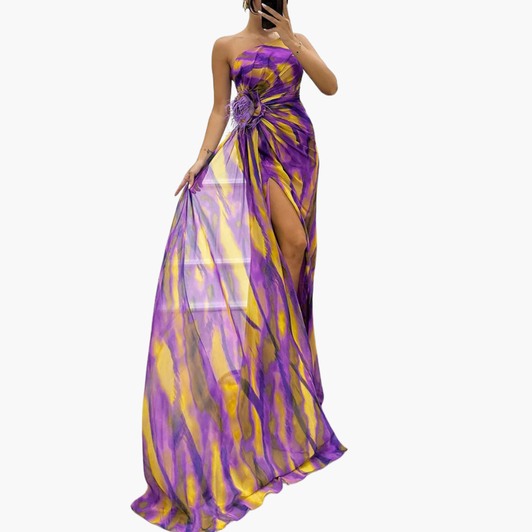 Elegant One Shoulder Maxi Dress for Women - Vibrant Print & Flowing Silhouette 9