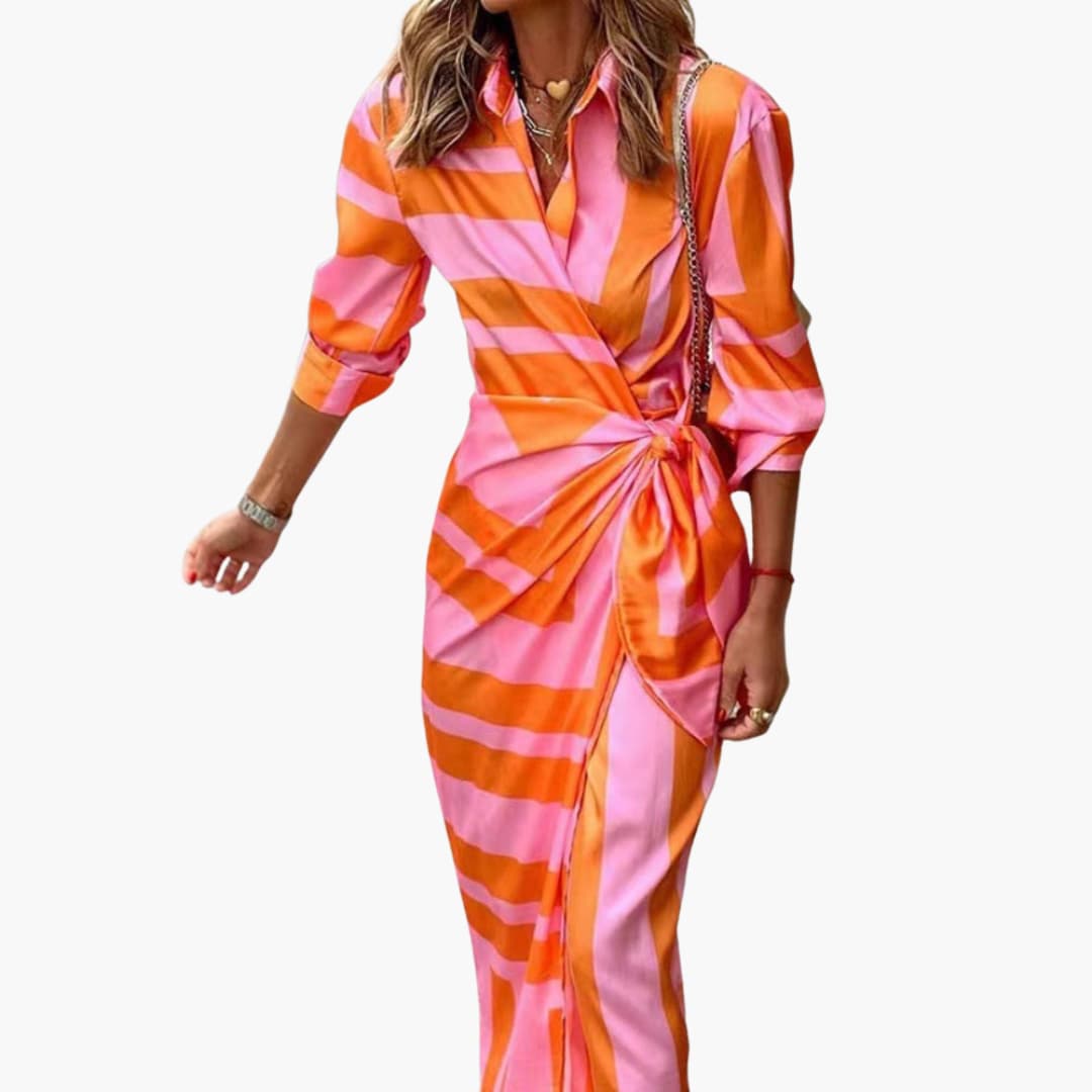 Elegant Striped Maxi Dress for Women - Breathable Cotton Summer Wear 0