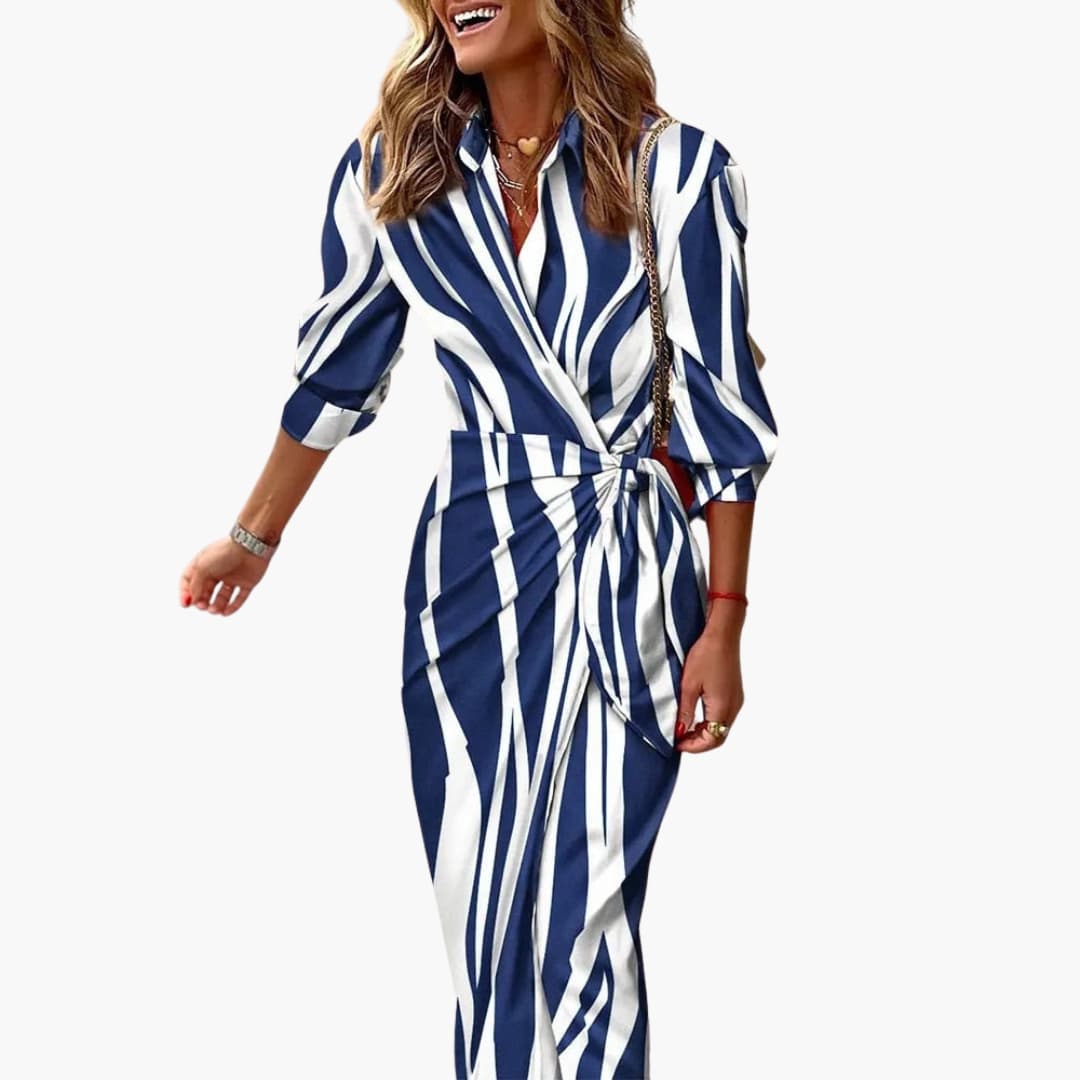 Elegant Striped Maxi Dress for Women - Breathable Cotton Summer Wear 3