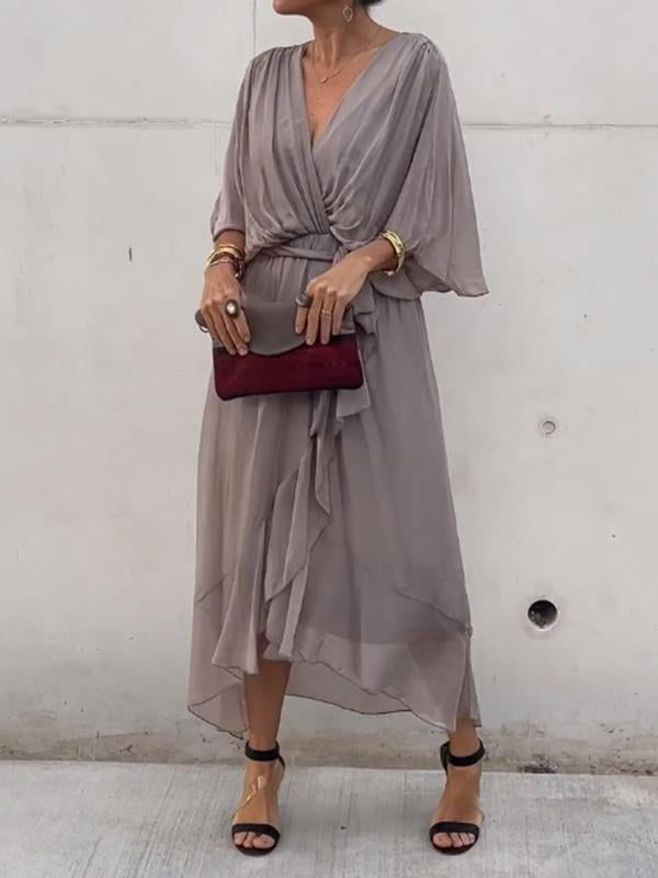 Elegant V-Neck Women's Dress - Flattering Fit for Formal Events in White & Black 4