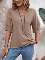 Elegant White Blouse for Women - V-Neck Half Sleeve Plus Size Tops 1