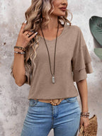 Elegant White Blouse for Women - V-Neck Half Sleeve Plus Size Tops 2