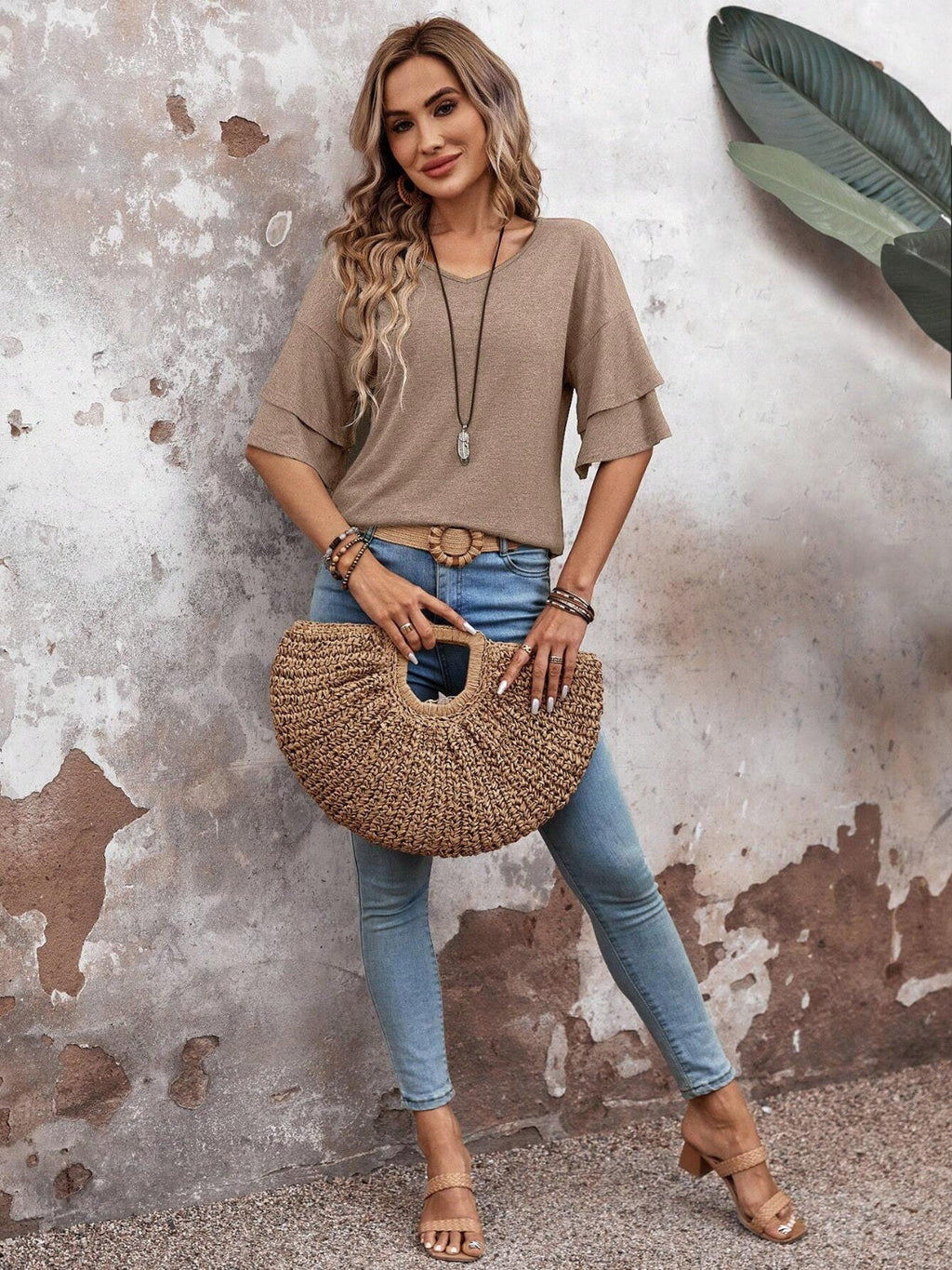 Elegant White Blouse for Women - V-Neck Half Sleeve Plus Size Tops 3