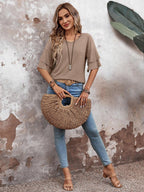 Elegant White Blouse for Women - V-Neck Half Sleeve Plus Size Tops 3