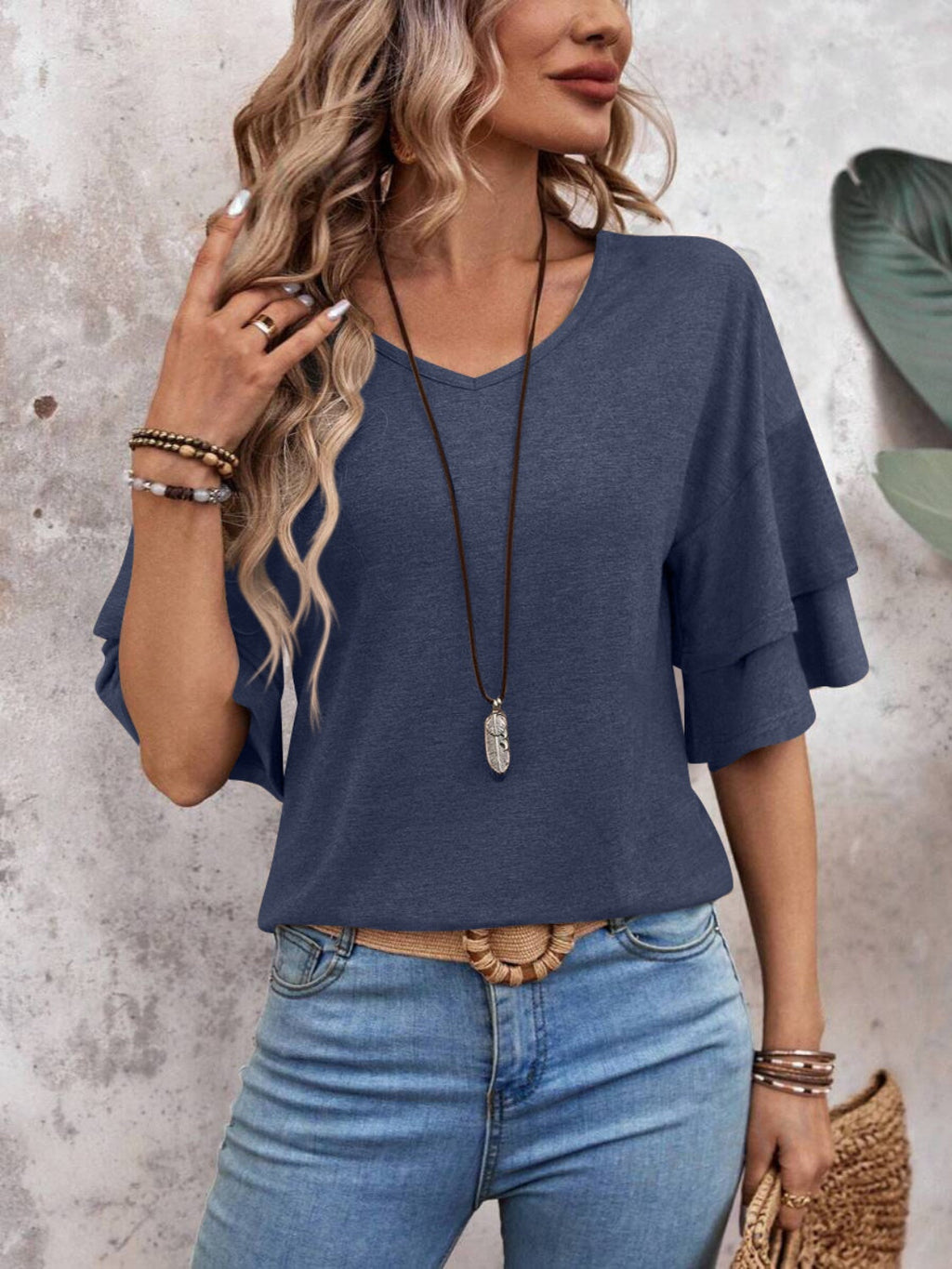 Elegant White Blouse for Women - V-Neck Half Sleeve Plus Size Tops 6