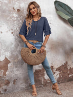 Elegant White Blouse for Women - V-Neck Half Sleeve Plus Size Tops 7