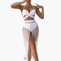 Elegant Women's Bikini Set - Three-Piece with Adjustable Top & Sheer Mesh Skirt 0
