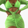 Elegant Women's Bikini Set - Three-Piece with Padded Top & Long Skirt Cover-Up 0