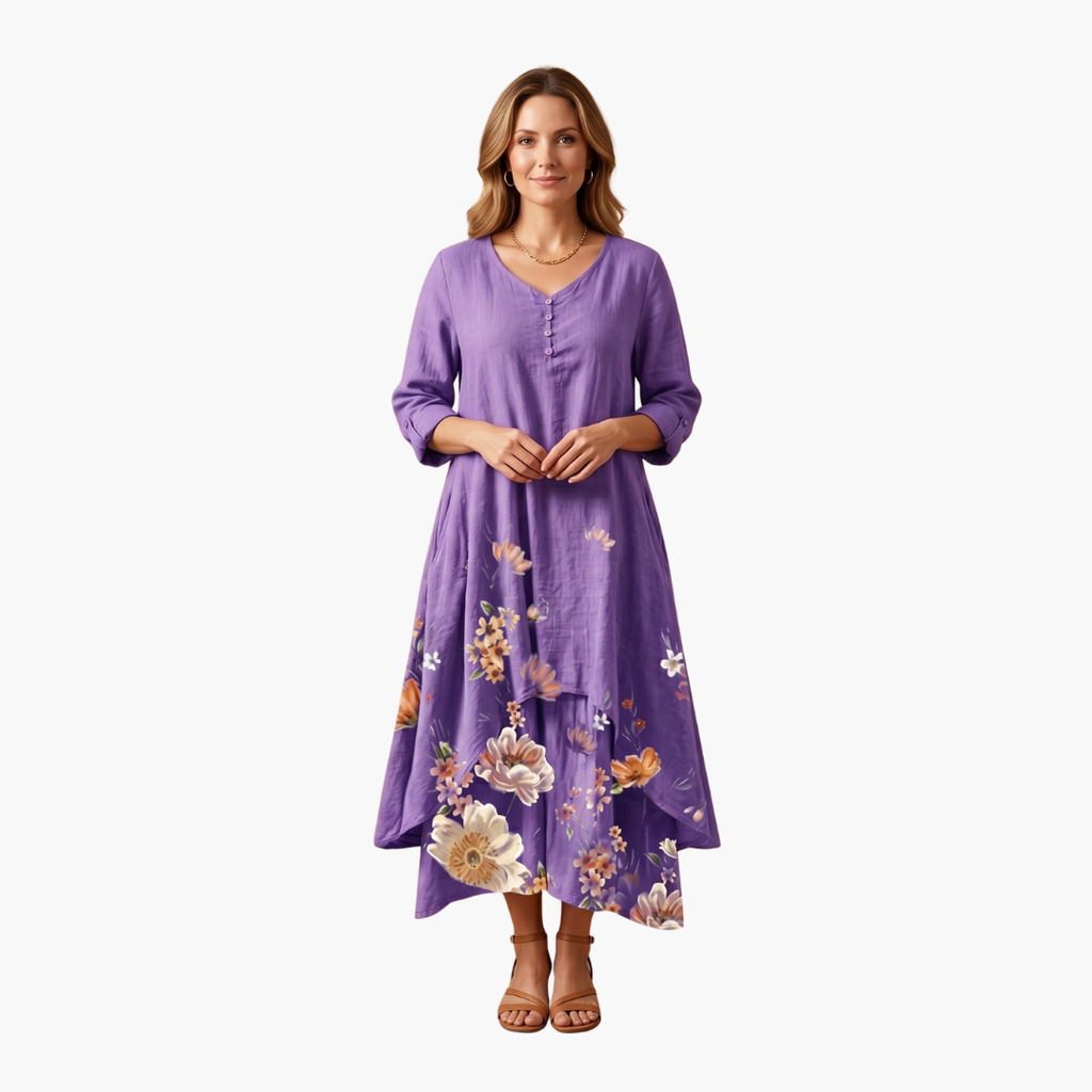 Elegant Women's Long Sleeve A-line Dress with Side Pockets - Formal Dresses 2
