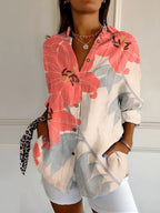 Elegant Women's Long Sleeve Blouse in Breathable Cotton with Button Closure 2