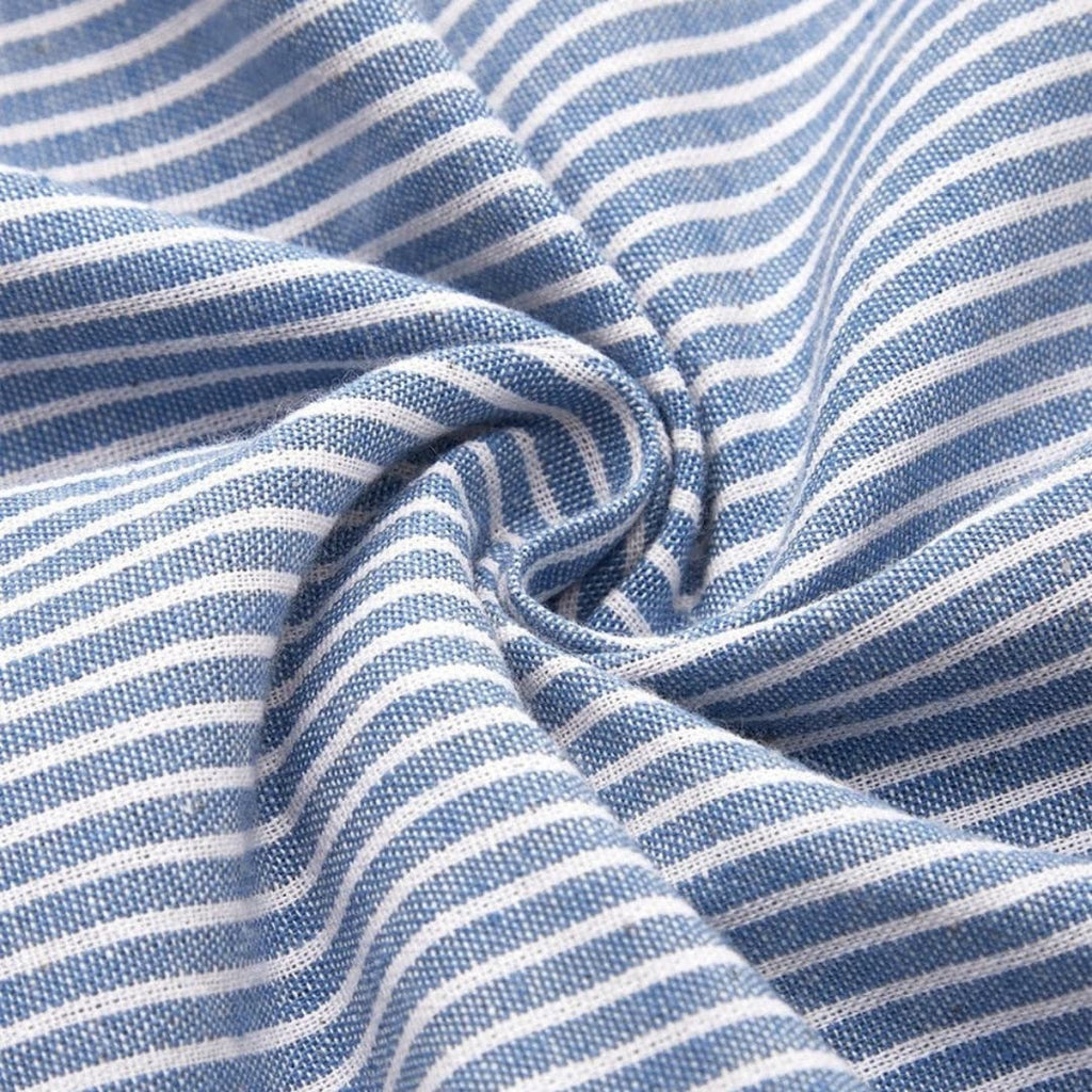 Elegant Women's Striped Midi Dress with Button Front & 3/4 Sleeves 1