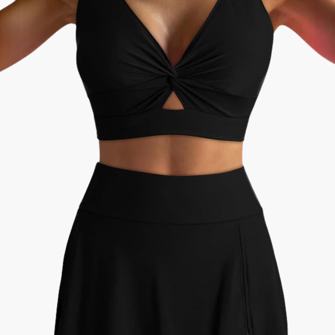 Elegant Women's Wrap Bikini Set - V-Neck Top & Skirted Bottom Swimwear 0