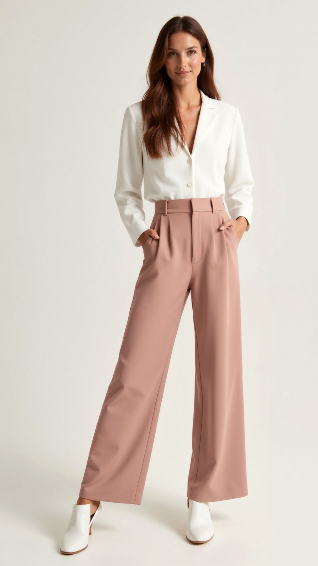Emma High-Waisted Wide Leg Trousers - Lightweight Palazzo Pants with Pleats 10
