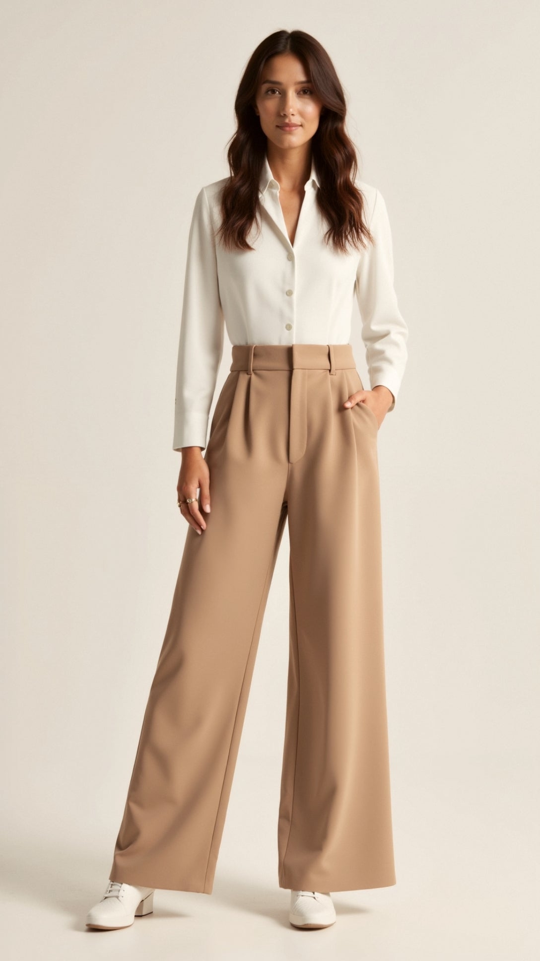Emma High-Waisted Wide Leg Trousers - Lightweight Palazzo Pants with Pleats 11