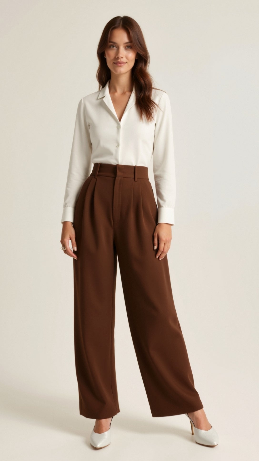 Emma High-Waisted Wide Leg Trousers - Lightweight Palazzo Pants with Pleats 12