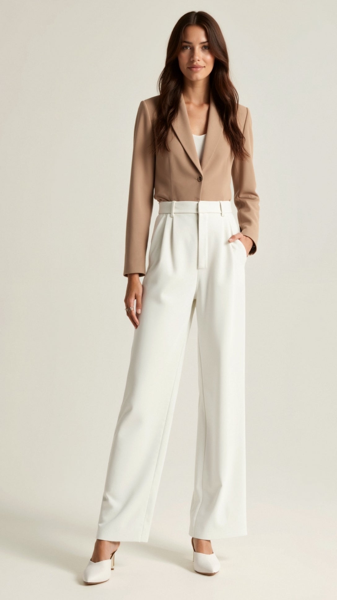 Emma High-Waisted Wide Leg Trousers - Lightweight Palazzo Pants with Pleats 13