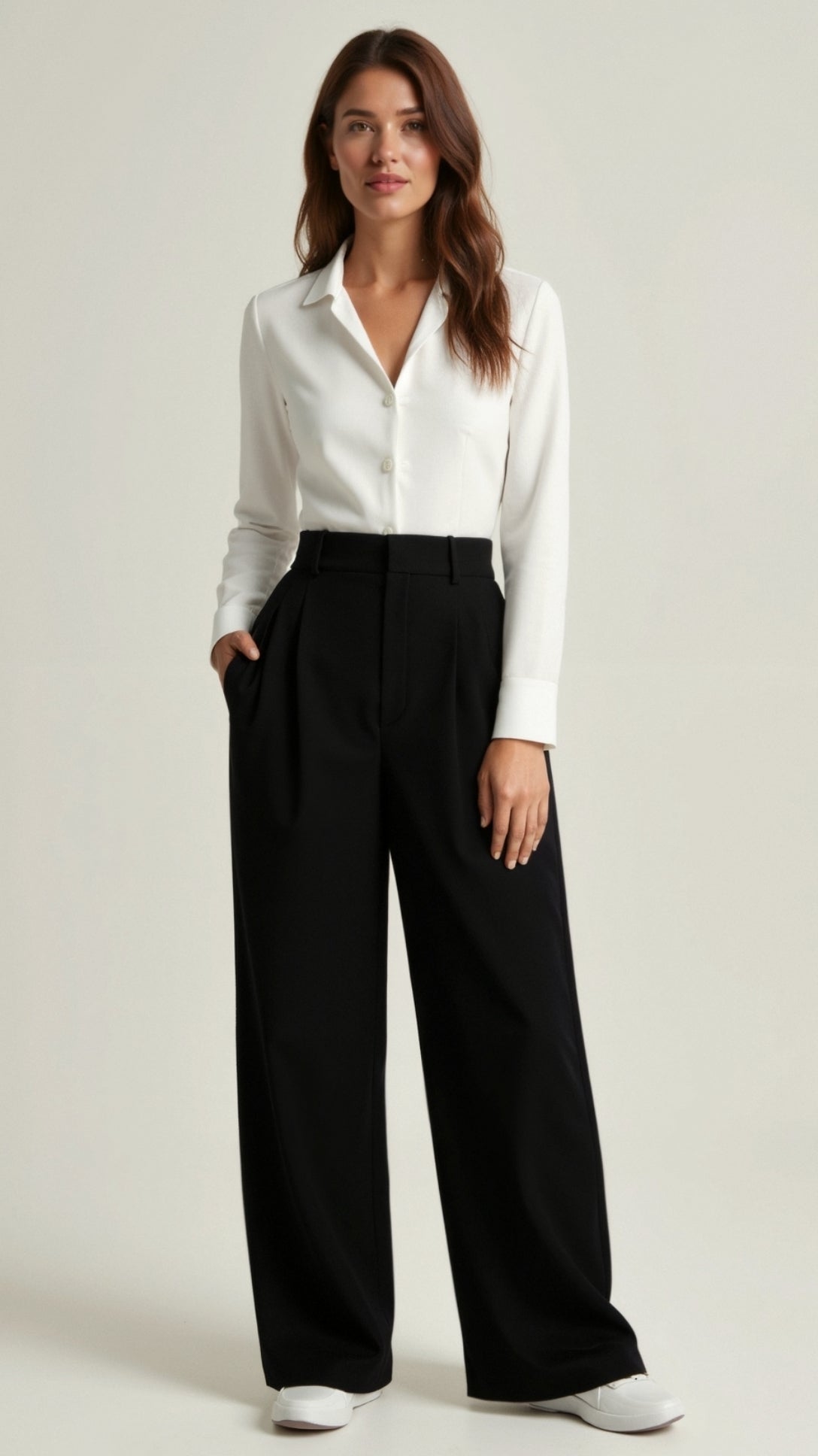 Emma High-Waisted Wide Leg Trousers - Lightweight Palazzo Pants with Pleats 5