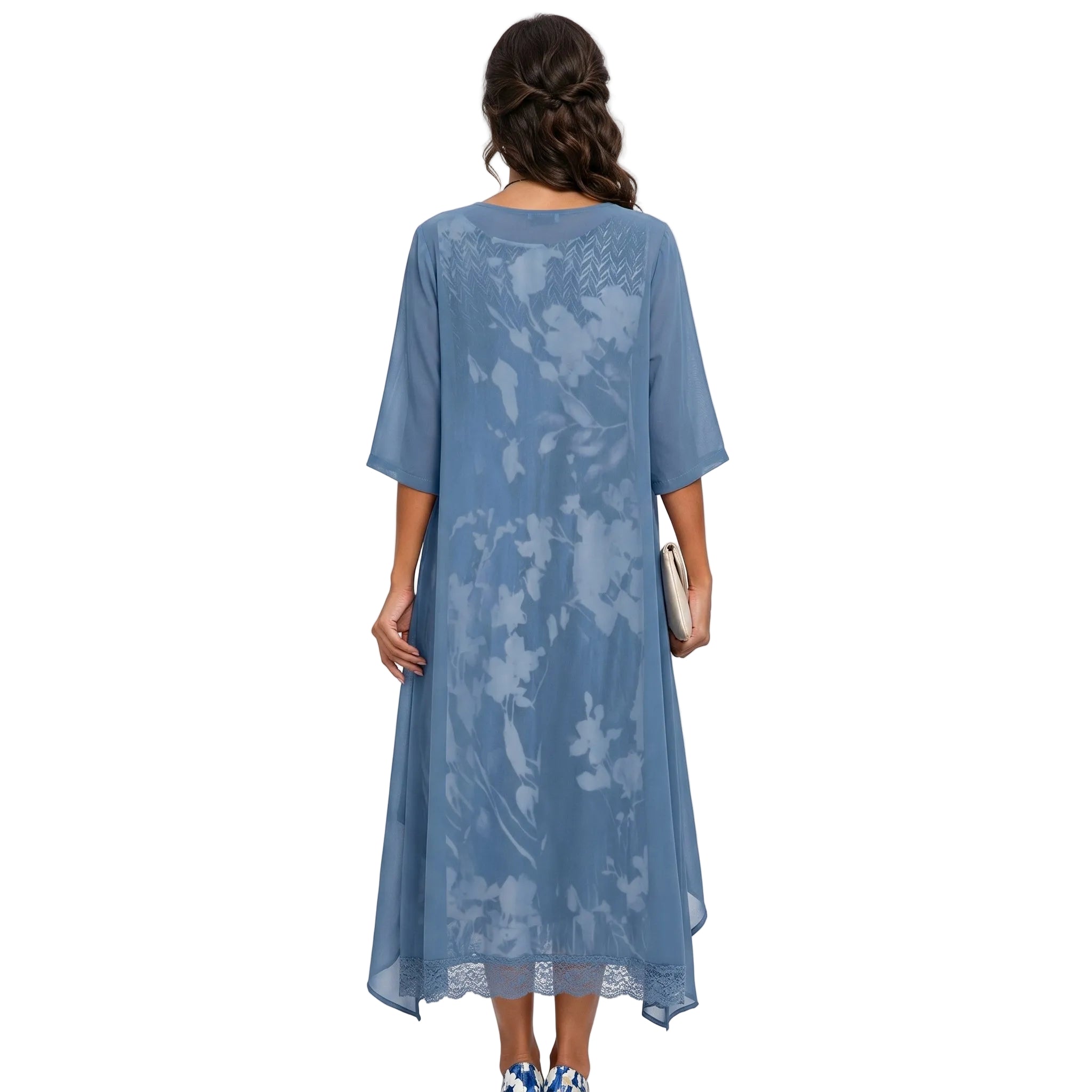 Floral Long Dress and Layered Cardigan Set for Women - Plus Size Summer Dresses 1